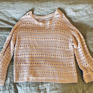 Lascana 8 / 10 Pink Eyelet Flared Sleeve Sweater